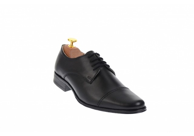 Pantofi barbati eleganti din piele naturala neagra - 959NBOX